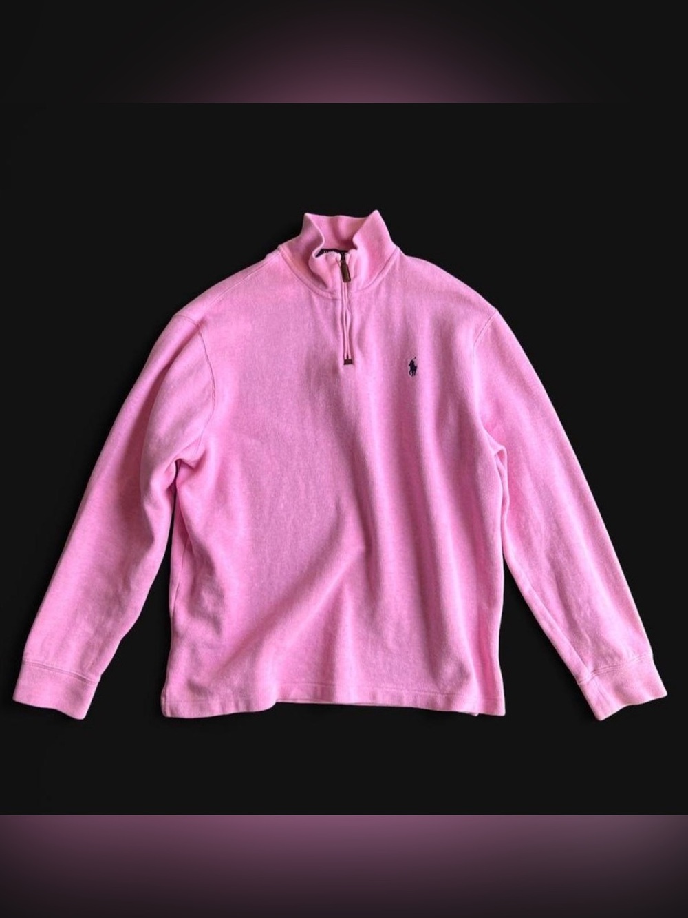 Pink Polo Ralph Lauren quarter zip cotton jumper men’s L